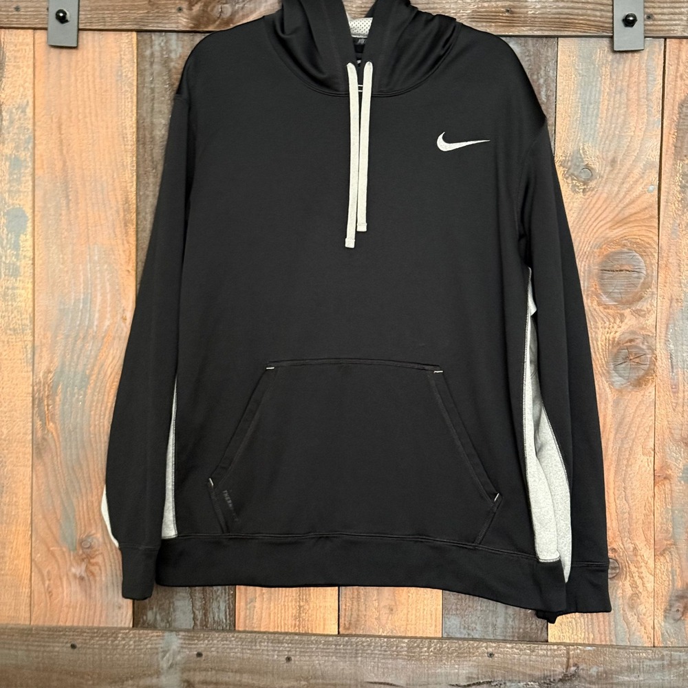 Nike Therma-FIT Mens XL Hoodie Black Pullover Sweatshirt Training Top